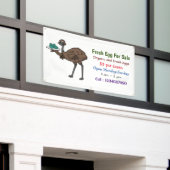 Emu mit Eiern Cartoon Frischei-Schild zum Verkauf Banner (Äußeres Gebäude)