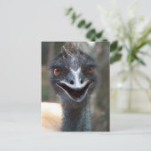 Emu Sprichwort HI! Offener Schnabel große braune A Postkarte (Stehend Vorderseite)