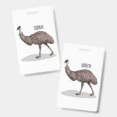 Emu Vogel Cartoon Ausweis (Vorder- & Rückseite)