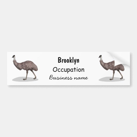 Emu Vogel Cartoon Autoaufkleber (Vorne)
