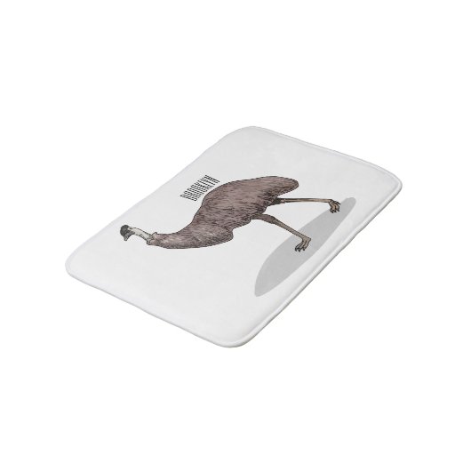 Emu Vogel Cartoon Badematte (Schrägansicht)