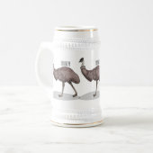 Emu Vogel Cartoon Bierglas (Vorderseite Links)