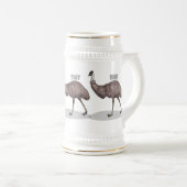 Emu Vogel Cartoon Bierglas (VorderseiteRechts)