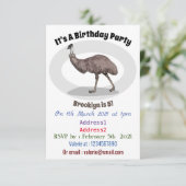 Emu Vogel Cartoon Einladung (Stehend Vorderseite)