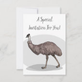Emu Vogel Cartoon Einladung (Rückseite)