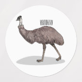 Emu Vogel Cartoon Etiketten (Design 2)