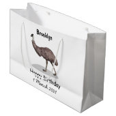 Emu Vogel Cartoon Große Geschenktüte (Vorderseite Schrägansicht)