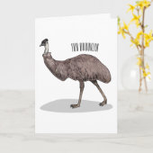 Emu Vogel Cartoon Karte (Gelbe Blume)