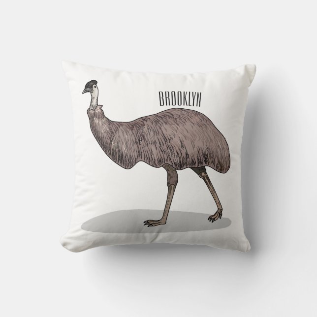 Emu Vogel Cartoon Kissen (Vorderseite)