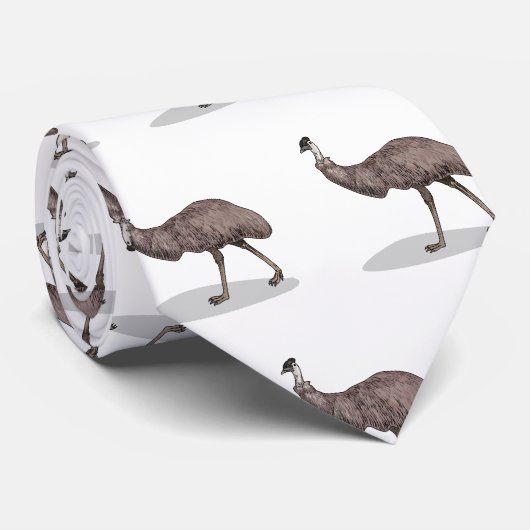 Emu Vogel Cartoon Krawatte (Gerollt)