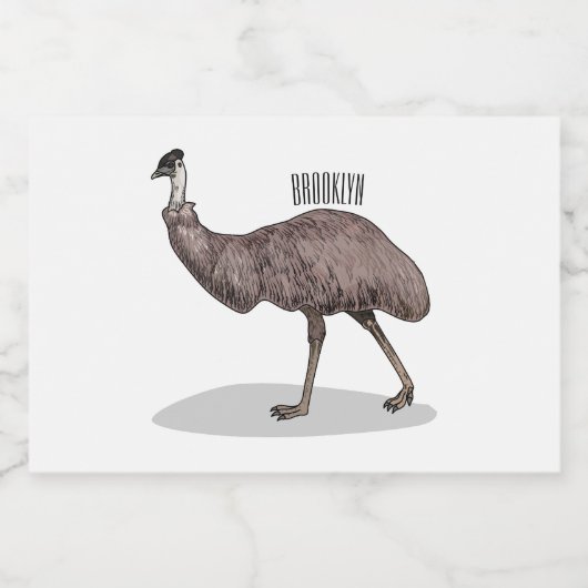 Emu Vogel Cartoon Lebensmitteletikett (Einzelnes Label)