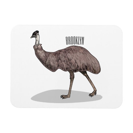 Emu Vogel Cartoon Magnet (Horizontal)