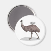 Emu Vogel Cartoon Magnet (Vorderseite/Rückseite)