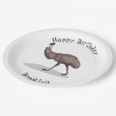 Emu Vogel Cartoon Pappteller (Schrägansicht)