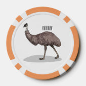 Emu Vogel Cartoon Pokerchips (Rückseite)