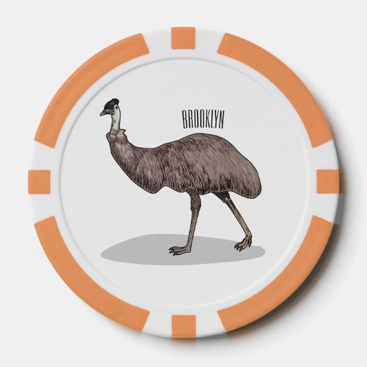 Emu Vogel Cartoon Pokerchips (Vorderseite)