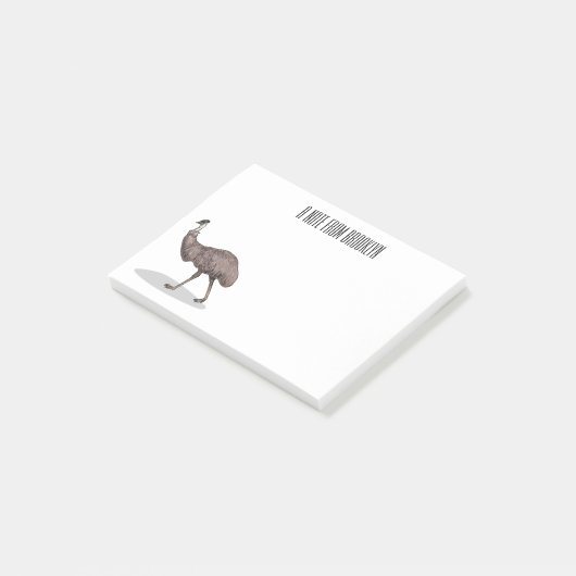 Emu Vogel Cartoon Post-it Klebezettel (angewinkelt)