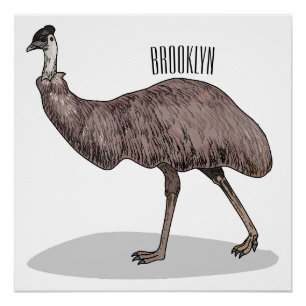 Emu Vogel Cartoon Poster