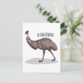 Emu Vogel Cartoon Postkarte (Stehend Vorderseite)