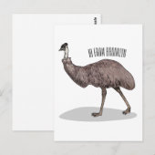 Emu Vogel Cartoon Postkarte (Vorne/Hinten)