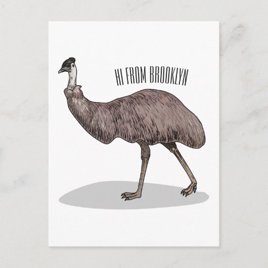 Emu Vogel Cartoon Postkarte (Vorderseite)