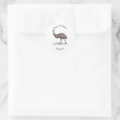 Emu Vogel Cartoon Runder Aufkleber (Tasche)