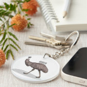 Emu Vogel Cartoon Schlüsselanhänger (Vorderseite rechts)