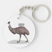 Emu Vogel Cartoon Schlüsselanhänger (Rückseite)