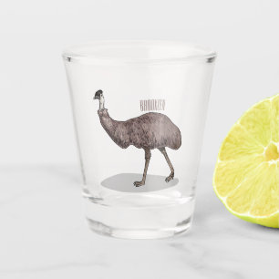 Emu Vogel Cartoon Schnapsglas