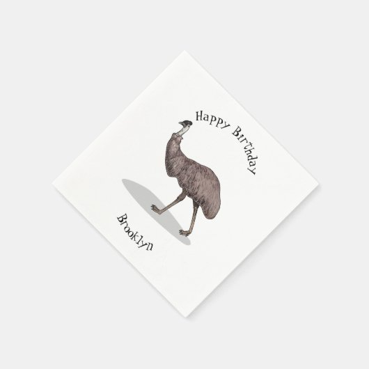 Emu Vogel Cartoon Serviette (Ecke)