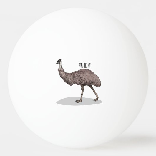 Emu Vogel Cartoon Tischtennisball (Vorderseite)