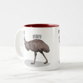 Emu Vogel Cartoon Zweifarbige Tasse (Vorderseite Links)