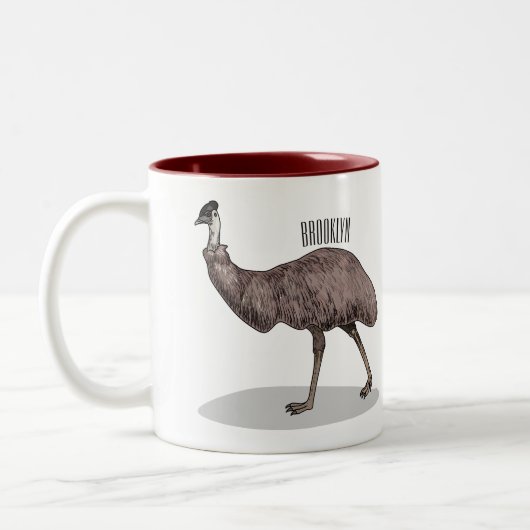 Emu Vogel Cartoon Zweifarbige Tasse (Links)