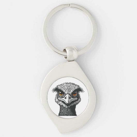Emu-Vogelkopf Schlüsselanhänger (Vorderseite)