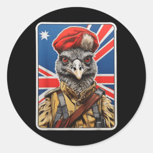 Emu War Hero Design - Emu in militärischer Uniform Runder Aufkleber