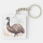 Emu Watercolor Art Schlüsselanhänger (Rückseite)