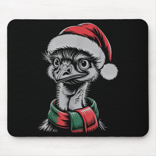 Emu Xmas Santa Hat F Christmas Costume Mousepad (Vorne)