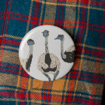 Emus Bird Lovers Illustriert Button<br><div class="desc">Zeige mit diesem Button oder Knopf deine Liebe für Emus und andere fliegenfreie Vögel ab. Es zeigt eine realistische Stildarstellung von drei Emus.</div>