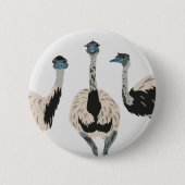Emus Bird Lovers Illustriert Button (Vorderseite)