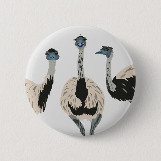 Emus Bird Lovers Illustriert Button (Vorderseite)