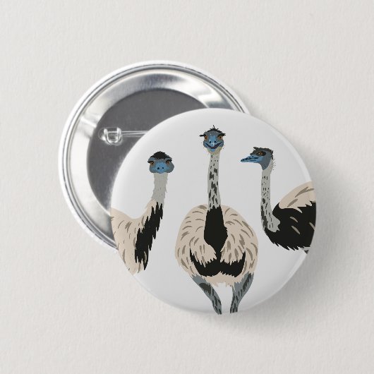 Emus Bird Lovers Illustriert Button (Vorne & Hinten)