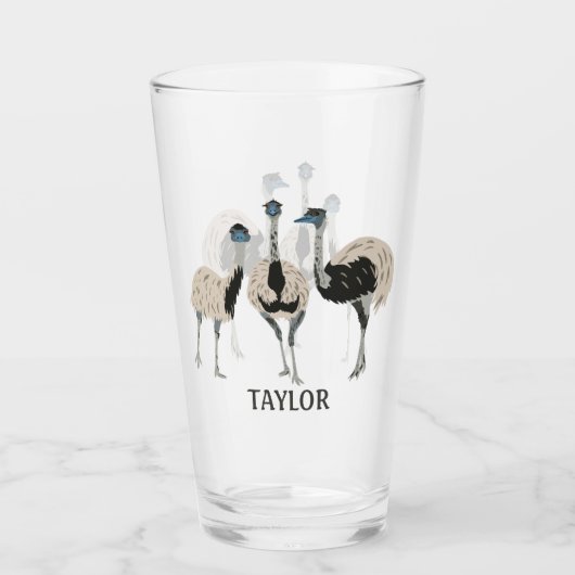 Emus Bird Lovers Personalisiert Glas (Vorderseite)