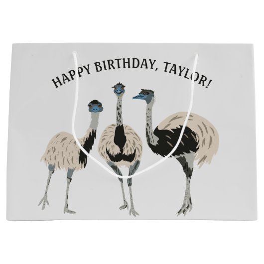Emus Bird Lovers Personalisiert Große Geschenktüte (Vorderseite)