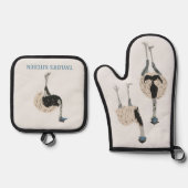 Emus Bird Lovers Personalisiert Ofenhandschuh & Topflappen-Set (Vorderseite)