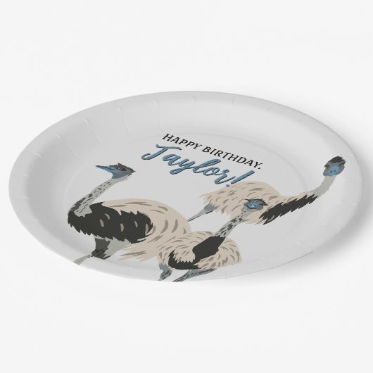Emus Bird Lovers Personalisiertes Party Pappteller (Schrägansicht)