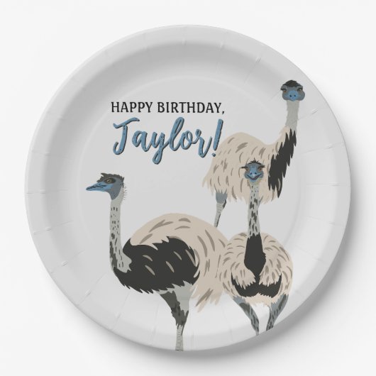 Emus Bird Lovers Personalisiertes Party Pappteller (Vorderseite)