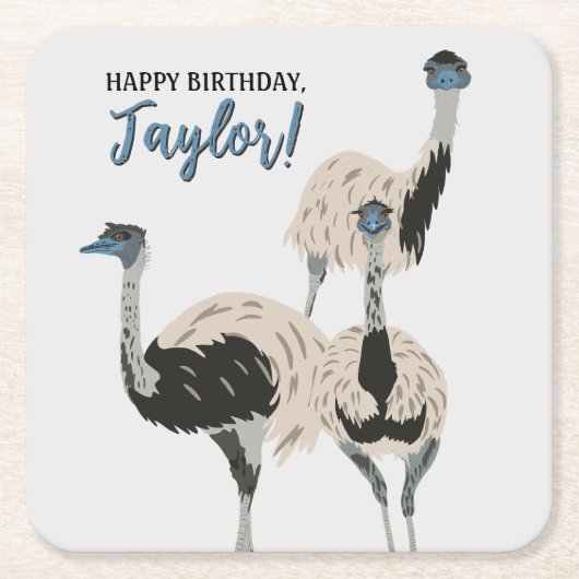 Emus Bird Lovers Personalisiertes Party Rechteckiger Pappuntersetzer (Vorderseite)