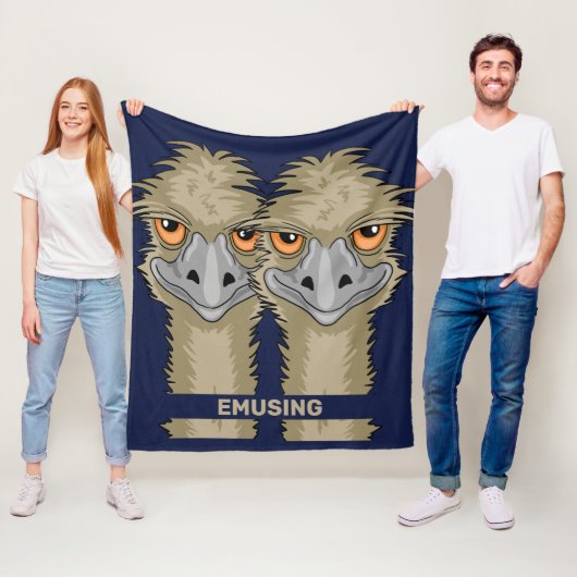 Emusing Funny Emu Pun Medium Blue Fleece Blanket (Beispiel)
