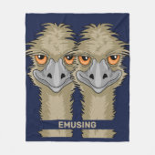 Emusing Funny Emu Pun Medium Blue Fleece Blanket (Vorderseite)