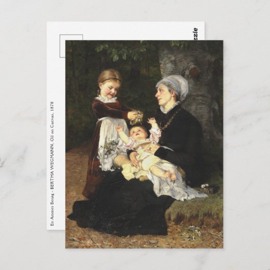 En Ammes Besøg - Bertha Wegmann Fine Art Postkarte (Vorne/Hinten)